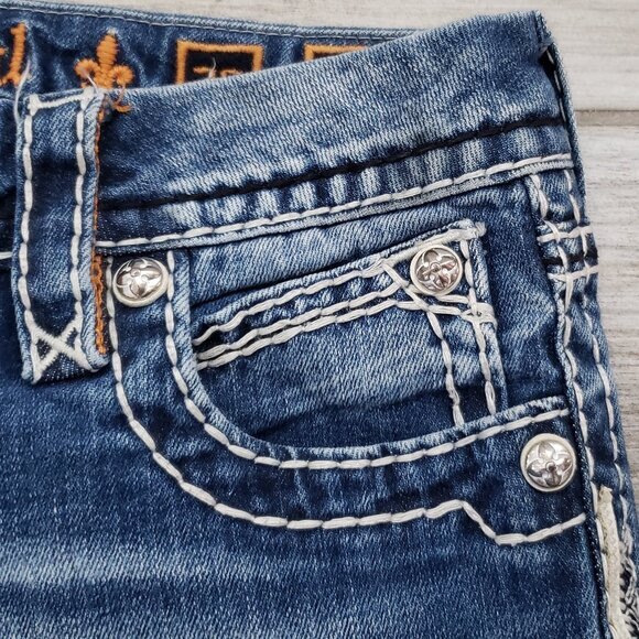 Rock Revival Phyllis Easy Skinny Jeans Women's‎ Silver Studded Low Rise Look 26 - Picture 5 of 11